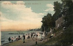 The Public Bathing Beach at Edgewater Park with many people gathered on the shore. Cleveland, OH Postcard Postcard Postcard