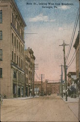 Main St., looking West from Broadway Carnegie, PA Postcard Postcard Postcard