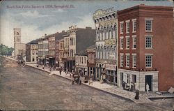 South side Public Square in 1858 Springfield, IL Postcard Postcard Postcard