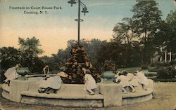 Fountain in Court House Park Corning, NY Postcard Postcard Postcard