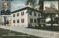 Richfield House, the birthplace of Admiral Schley, with a small portrait of Winfield Scott Schley Frederick, ND Postcard Postcar Postcard