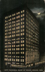 City National Bank at Night Postcard