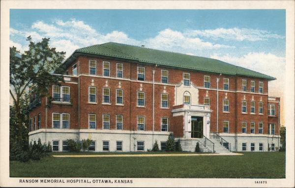 Ransom Memorial Hospital Ottawa, KS Postcard