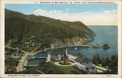 Residence of Wm. Wrigley Jr., on Mt. Ada, Overlooking Avalon Bay Postcard