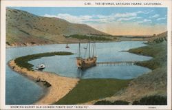 The Isthmus, Showing Quaint Old Chinese Pirate Ship Ning Po Postcard