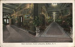 Main Corridor, Hotel Lafayette Postcard