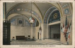 The Detroit News Building Lobby Postcard