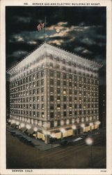 Denver Gas and Electric Building by Night Colorado Postcard Postcard Postcard