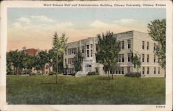 Ward Science Hall and Administration Building, Ottawa University Postcard