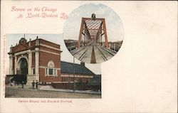 Omaha Bridge and Railway Station Chicago, IL Postcard Postcard Postcard