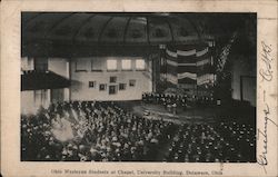 Ohio Wesleyan Students at Chapel, University Building Postcard