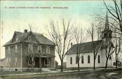 St. John'S Lutheran Church And Parsonage Postcard