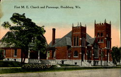 First M. E. Church And Parsonage Postcard