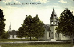 M.E. And Lutheran Churches Mcclure, OH Postcard Postcard