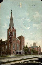 Methodist Church And Central School Sidney, OH Postcard Postcard