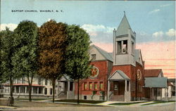 Baptist Church Waverly, NY Postcard Postcard