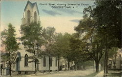 Church Street, Showing Universalist Church Cooperstown, NY Postcard Postcard