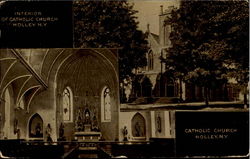 Interior Of Catholic Church Holley, NY Postcard Postcard