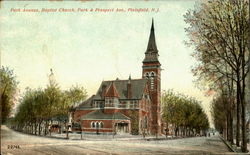 Perk Ave., Baptist Church, Park & Prospect Ave. Postcard