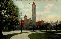 Porter Ave. Circle And 1st Presbyterian Church Postcard