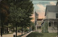 View of East 4th STreet, showing Baptist Church, Jamestown, N.Y. New York Postcard Postcard Postcard