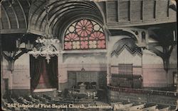 Interior of First Baptist Church Postcard