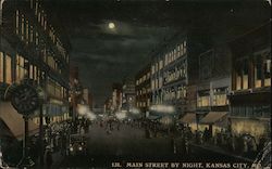 Main Street By Night Kansas City, MO Postcard Postcard Postcard