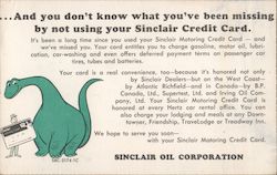 Sinclair Dinosaur Credit Card Advertising Postcard Postcard Postcard