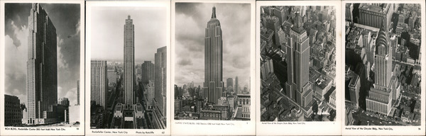 Lot of 5 NYC Skyscrapers, 1940's New York City, NY Postcard