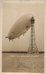 U.S.S. Los Angeles at Mast Postcard