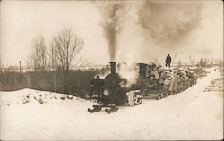 Steam Traction Engine, Sled Runners With Logs Postcard