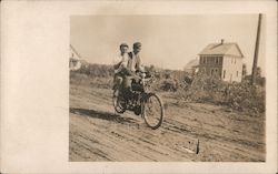 Two Men Ride a Motorcycle on a Rural Dirt Road Motorcycles Postcard Postcard Postcard