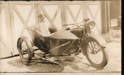 Dog in Side Car - 1931 Motorcycles Postcard Postcard Postcard