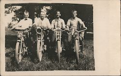 Four Men on Motorcycles Postcard Postcard Postcard