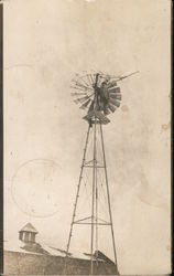 Real photo view of a windmill Enderlin, ND Postcard Postcard Postcard