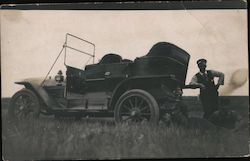 Men Standing Outside of Early Automobile Cars Postcard Postcard Postcard