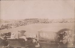 Watching Baseball Game from Old Cars Postcard