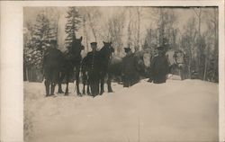 Four men poses with their horses in snow Postcard Postcard Postcard