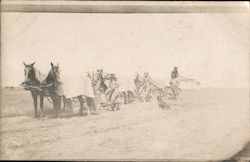 Horse Drawn Wagons on Farm Postcard