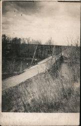 Man on Bridge with Bike Landscapes Postcard Postcard Postcard