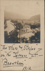 US Flag, Terrace at Brentheim 1912 Germany Postcard Postcard Postcard