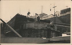 Women onboard shipping barge, follete Line Postcard