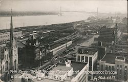 Fort Street Union Station, Canada and Ambassador Bridge Detroit, MI Postcard Postcard Postcard