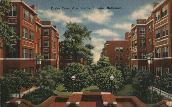 Drake Court Apartments Omaha NE Postcard