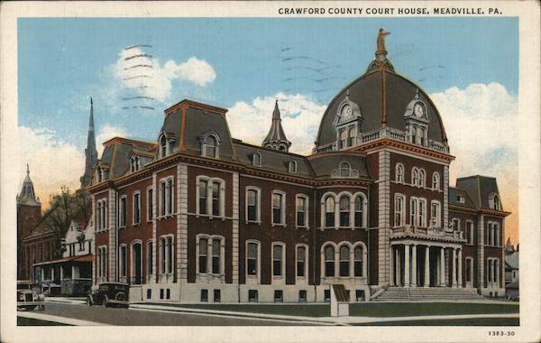 Crawford County Court House Meadville PA Postcard