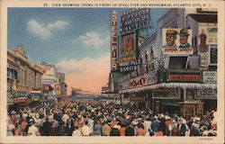 View Showing Crowd in Front of Steel Pier and Boardwalk Atlantic City, NJ Postcard Postcard Postcard