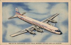 New DC-7B Continental Club Coach Between Chicago and Los Angeles Postcard