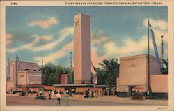 Parry Avenue Entrance, Texas Centennial Exposition Postcard