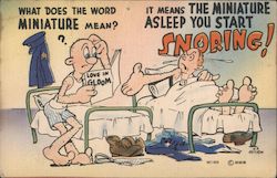 What Does Miniature Mean? The Miniature Asleep You Start Snoring! Comic Postcard Postcard Postcard