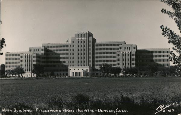 Main Building, Fitzsimons Army Hospital Denver, CO Postcard